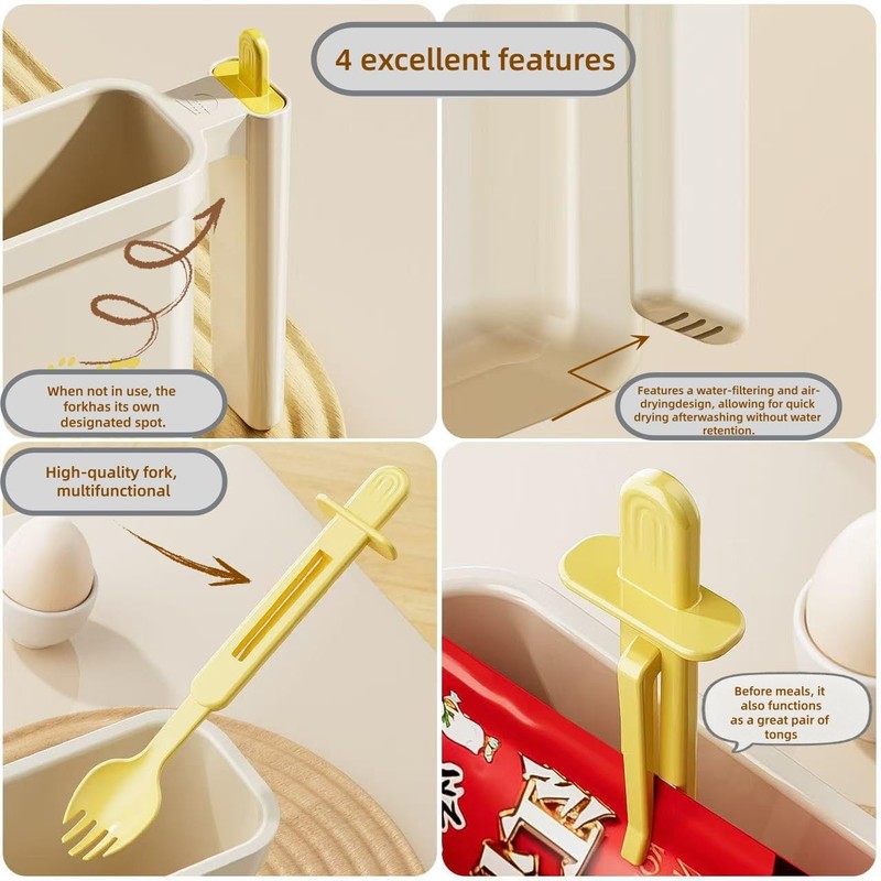 Instant Noodle Bowl with Fork - Heat Resistant Ramen Bento