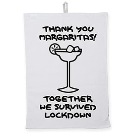 Hippowarehouse Thank You Margarita We Survived Lockdown Tea Towel Eco Printed Dish Cloth Kitchen accessory 50cmx70cm 100% Cotton