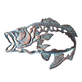 CYQGDKF Wall Art Fish Decor – Cast Iron Wall Decor – Unique Large Mouth Bass Design Metal Wall Art – Heavy Duty Durable Construction – Easy Mounting – Ideal for Locals, Fishing Enthusiast