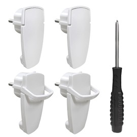 Schuko Plug, Flat Flat Plug, Angled Plug 230 V, Power Plug with Folding Handle, Protective Contact Plug, Splash-proof and Durable, IP44, Shatterproof, White, 4 Pieces, White
