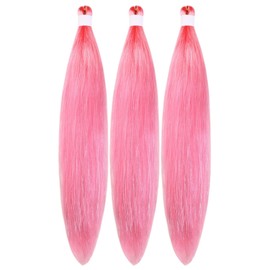 Gozill Pink Braiding Hair Pre stretched Sparkle Tinsel Prestretched Braiding Hair Ez braid Hypoallergenic Braiding Hair 26 inch