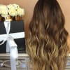 Women's Wig Long Black Brown Gradient Curly Wavy Synthetic Hair
