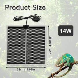 Tulov 14 W Heating Pad for Glass Containers, 28 x 28 cm Aquarium Heating Pad, Adjustable Heating Pad for Reptiles with Temperature Control, Terrarium Heat Mat for Reptiles, Snakes, Spiders
