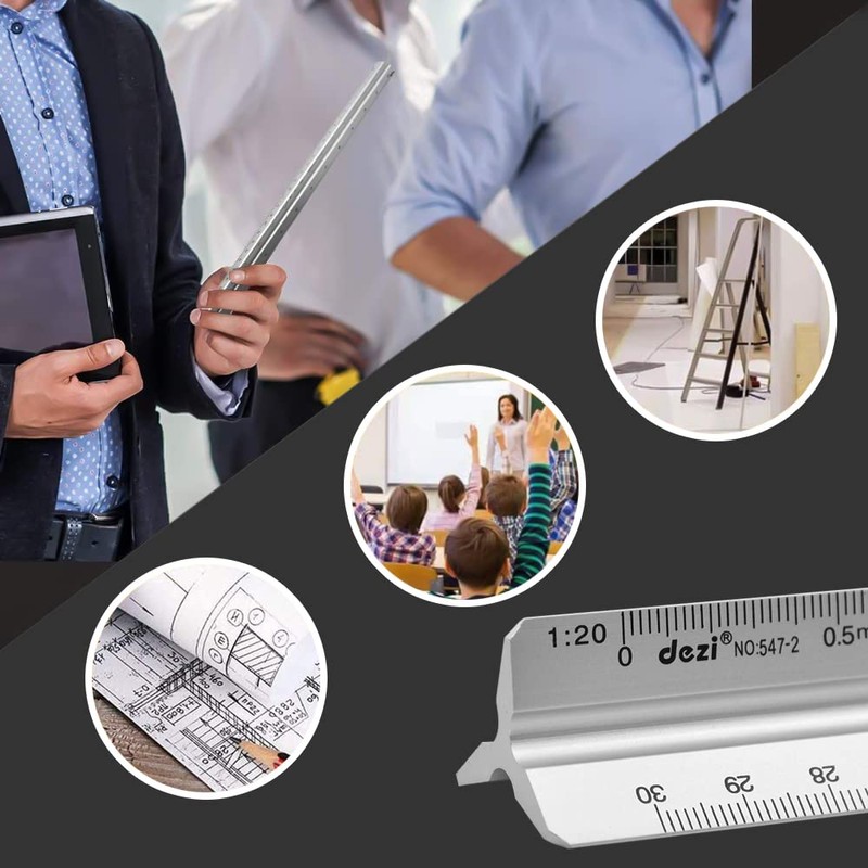 TONAUP Ruler, Aluminium Triangular Scale 30 cm, Triangular Various Scales