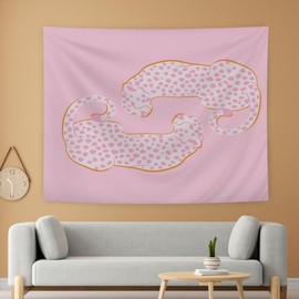 Luvadian Pink Preppy Tapestry, Cheetah Leopard Aesthetic Wall Hanging for Teen Girls Room, Bedroom & College Dorm, 50x60 Inches