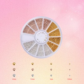 Nail Caviar Beads,3 Boxes Mixed Steel Ball Nail Beads 3D Nail Art Decorations,Nail Art Accessories for Nail Decoration,Gold Silver Rose Gold