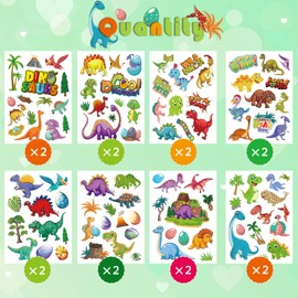 Dinosaur Stickers for Children, 16 Sheets, Waterproof Cartoon Dinosaur Stickers for Children, for Stationery, Luggage, Teaching Rewards, 196 Pieces Stickers, Gifts for Children