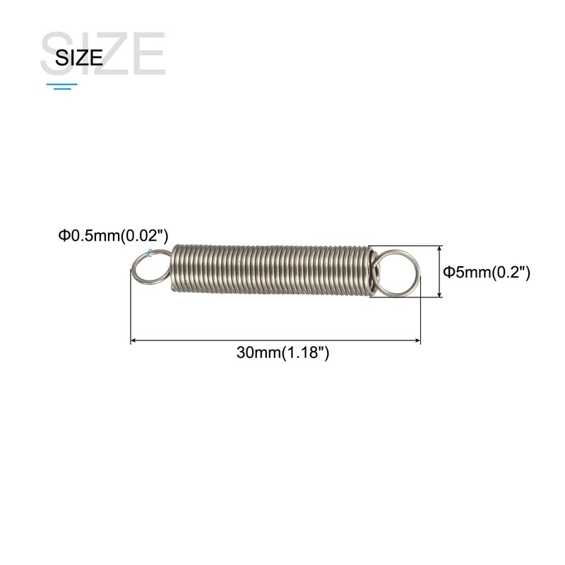METALLIXITY 5PCS 0.5x5x30mm Extension Spring Stainless Steel Extension Spring Wire