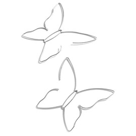 Large Bohemian Hollow Line Butterfly Earrings Gold Silver Drop Dangle Beach Earrings Simple Stylish Dainty Pendant Silver Hoop Earrings for Women (Silver)