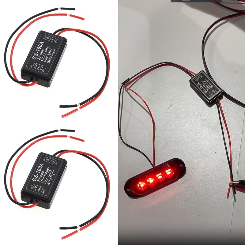 ECSiNG 2PCS 12V-24V Flashing Strobe Blinking Controller Flasher Module for