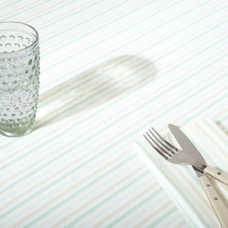 Martha Stewart Daisy Stripe Cotton Polyester Rectangle Tablecloth Single Pack,