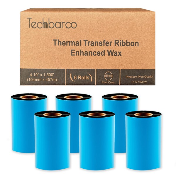 6 Rolls 4.10" x 1500' (104mm x 457m) Enhanced Wax