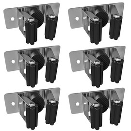 SAYONEYES Broom and Mop Holder Wall Mounted - Heavy Duty SUS304 Stainless Steel Screw and Adhesive Broom Hanger Rack Tool Organizer Storage for Laundry Room Garden Garage (Black – 6 Pack)