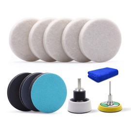 2Inch Car Felt Polishing Buffing Pad, 8pcs Polishing Sanding Discs, Felt Polishing Wheel with Towel, 3mm Shank Backing Pad for Rotary Tools to Polish Glass and Metal (2 Inch Sets)