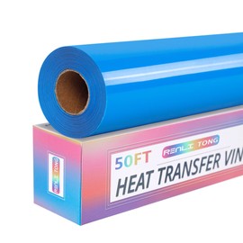 RENLITONG Lake Blue HTV Iron on Vinyl 12Inch by 50ft Roll HTV Heat Transfer Vinyl for T-Shirt HTV Vinyl Rolls for All Cutter Machine - Easy to Cut & Weed for Heat Vinyl Design