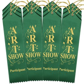 RibbonsNow Art Show Participant Ribbons - 300 Dark Green Ribbons with Card & String