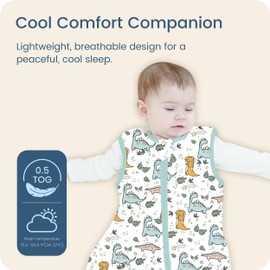 TOTBASIC Sleep Sack 6-12-15 months 2-Pack, 0.5 TOG Stretchy Summer Baby Wearable Blanket with 2-Way Safe Zippers, Cozy Soft Sleeveless Sleeping Bag for Babies