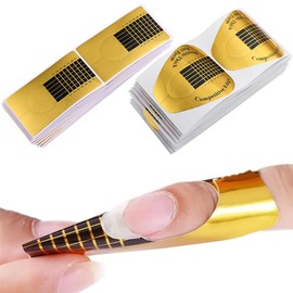 HAUUFENN Nail Foam 200pcs Rectangle + Horseshoe Shape Straightening Gel Scalp Nail Tip Extension Poly Gel Extension Guide Sticker Nail Art Tools