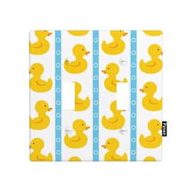 Pznen Cute Ducks Double Toggle Covers 2-Gang Wall Plate Farm Animal Yellow Rubber Duck Cartoon Light Switch Cover Plate for Boys Room Nursery Wall Art Decor