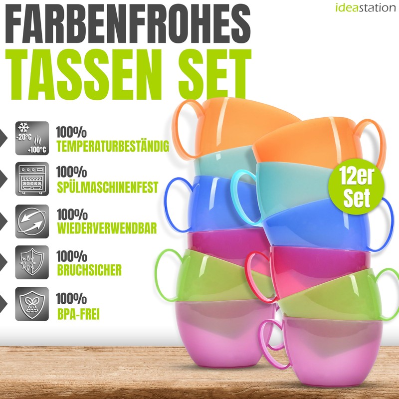 idea-station Plastic Cups Set of 12 – 200 ml –