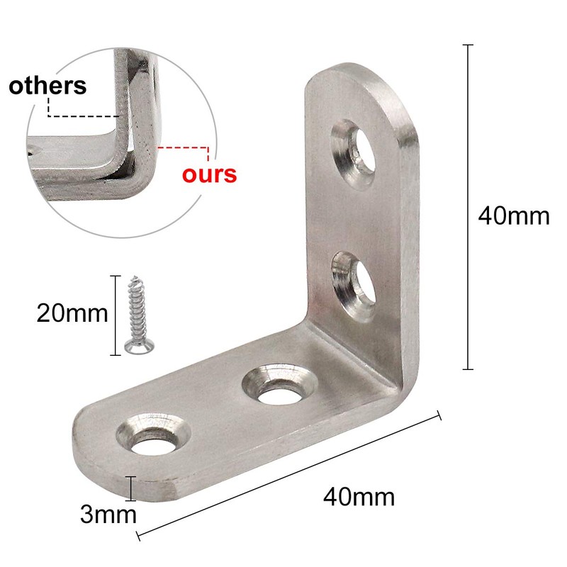 Derbway 10 pieces stainless steel corner code, angle brackets, stainless