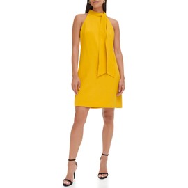 Vince Camuto Women's Sleeveless Halter Tie Neck Shift Mini Dress, Mustard, 8
