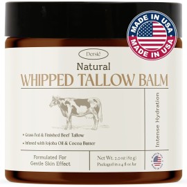 Dersie Beef Tallow for Skin, 100% Grass Fed Whipped Tallow with Jojoba Oil, USA Made