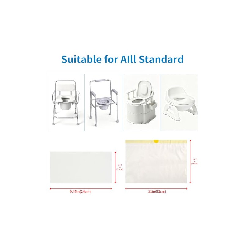 Commode Liners with Absorbent Pads (100)