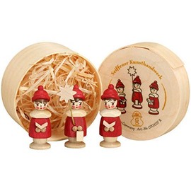 Rudolphs Schatzkiste Miniature Chip Box 3 Curious Figures – Red Height Ca 3,7cm New Erzgebirge Wooden Figure Christmas Figure Table Decoration