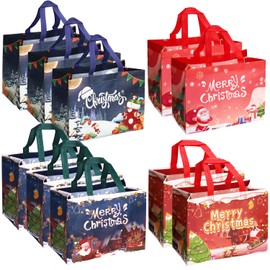 Pack of 10 Christmas Gift Bags, Large Christmas Bags with Handles, Non-Woven Christmas Bags, Reusable Christmas Bags, Shopping Bags for Gift, 32.5 x 25 x 17 cm