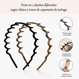 GeorgeX Diadema Ondulada, 2 Piezas Diademas Zigzag para Mujeres y Hombres Diadema de Plástico para Correr, Baño y Maquillaje (Negro+Marrón, Talla única)
