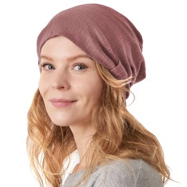 Slouchy Beanies for Women 100% Cotton - Cute Summer Beanie Slouch Hat Chemo Headwear Hair Cover Sleep Cap Pink