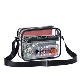 Clear Crossbody Messenger Shoulder Bag Stadium Approved Suitable for Work, Travel, Workout, Concert or Sporting (Clear)