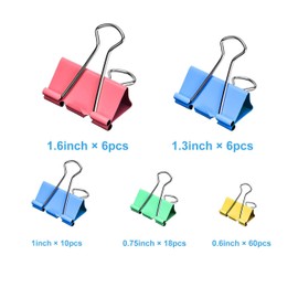 Binder Clips - Assorted Sizes 100 Count, X Large, Large, Medium, Small, Mini Paper Clamps Combination, Suitable for Office Supplies, Home, and School Use