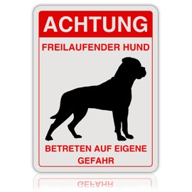 LEIASA Warning Sign "Dangerous Dog" – 21 x 28 cm – Reflective Aluminium – Thickness 0.8 mm – Dog Warning Sign – Outdoor Resistant – UV Printed – Warning Sign "Caution Dog" – Warning Sign for Dogs