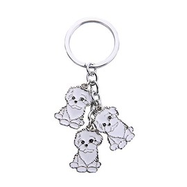 BbearT® Dog ID Tag Dog Key-ring Keychain,Cute Puppy ID Tags Metal Dog Keyring Keyfob Key Tags Car Keyring Bag Charm Birthday (Bichon Frise)
