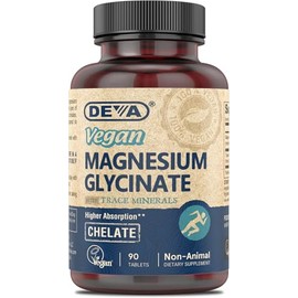 DEVA- Glicinato de Magnesio Vegano 300mg con Minerales Traza, Mayor Absorción, Magnesio Quelado, 90 Mesa