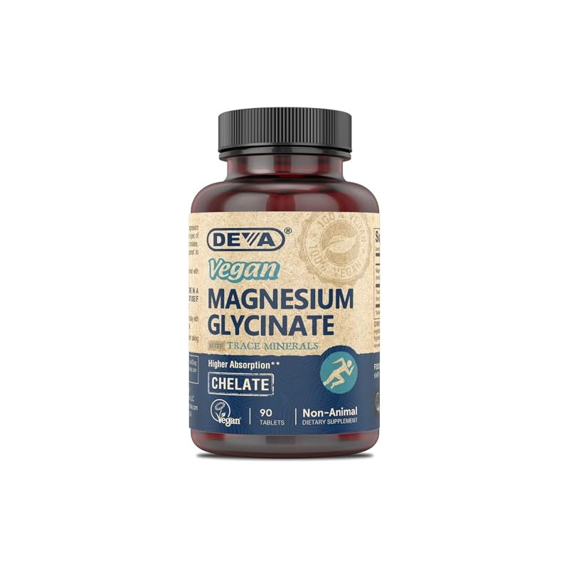 DEVA- Glicinato de Magnesio Vegano 300mg con Minerales Traza, Mayor