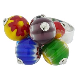 GlassOfVenice Murano Glass Millefiori Sorgente Ring - Multicolor