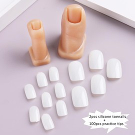 Fcozpjk Silicone Toenail for Nail Art Practice, 2PCS Fake Foot Toenail with Tips Silicone Feet Training Fake Finger Mannequin Pedicure Practice Foot Professional Nail Design Display Tools