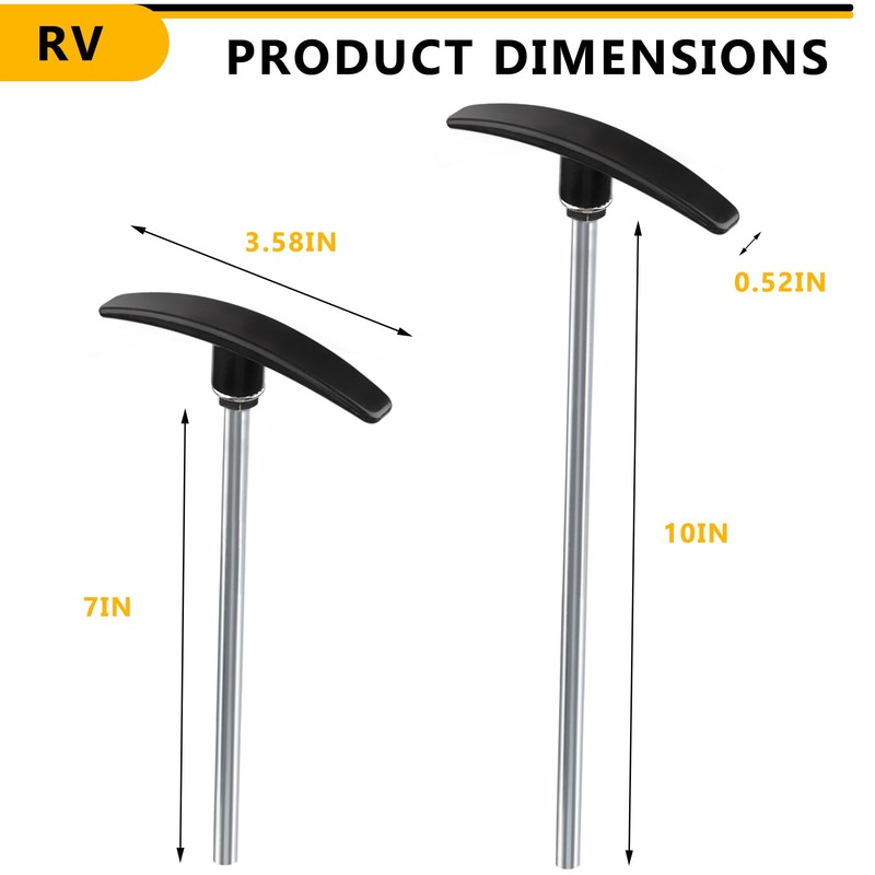 BKIFU RV Sewer Waste Valve Extension Rod 7"&10",rv Black Tank