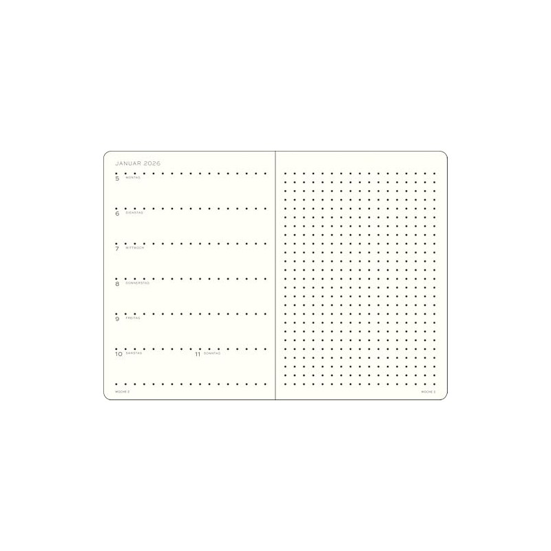 LEUCHTTURM1917 372519 Weekly Calendar & Notebook Dotted Medium (A5) 2026,