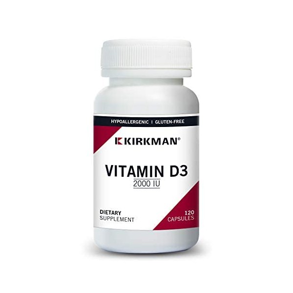 Kirkman - Vitamin D3 1000 IU - 120 Capsules - Supports Immune Health - Helps Build Strong Bones - Hypoallergenic