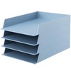 TecUnite 4 Pieces Stackable Letter Trays Blue Rectangular Stackable Office