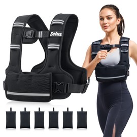 ZELUS Weighted Vest for Women Men, 4-10lb/11-20lb/20-32lb Adjustable Weight Vest with 6 Iron Sand Bags, U-Shaped Rucking Vest with Adjustable Buckle Straps, Workout Vest for Strength Training, Black