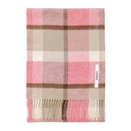 cumaco C-B0011B 22 Colors Cashmere 100% Plaid Scarf, Women's, Men's, Unisex, 72.8 x 11.8 inches (185 x 30 cm), Large, Stole, 04.pink brown
