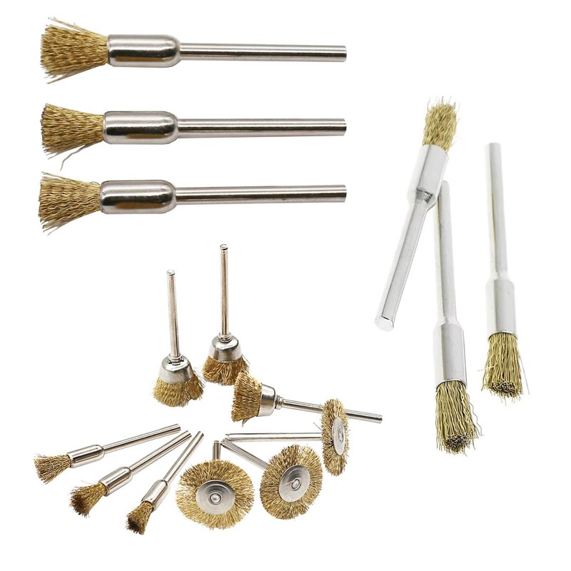 TorSor 12 Pack Wire Brush Set with 1/8'' Mandrel Brass