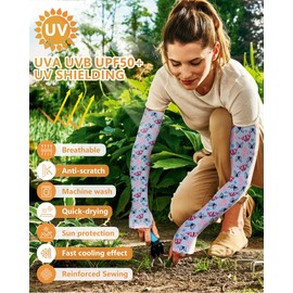 2 Pairs Gardening Sleeves for Women Sun Protection Arm Sleeves for Women Anti-Slip Floral Gardening Sleeves