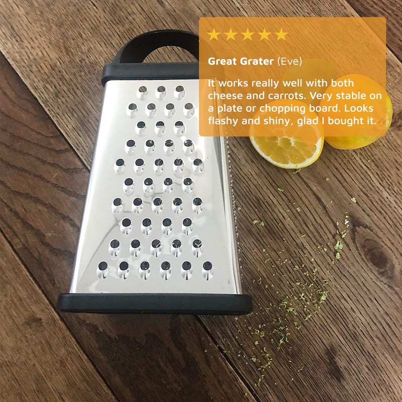 Four-Sided Cheese Grater - Box Grater, Parmesan Cheese Grater, Hand