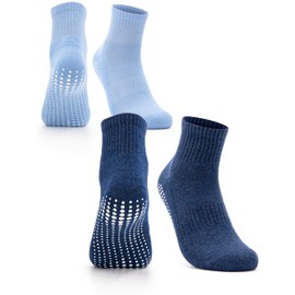 Occulto Stopper socks for men and women (2-4 pairs, model: Madeleine), non-slip socks for men and women, long yoga socks with nubs, ABS non-slip socks, 2 Pairs | Navy Blue, 35-38